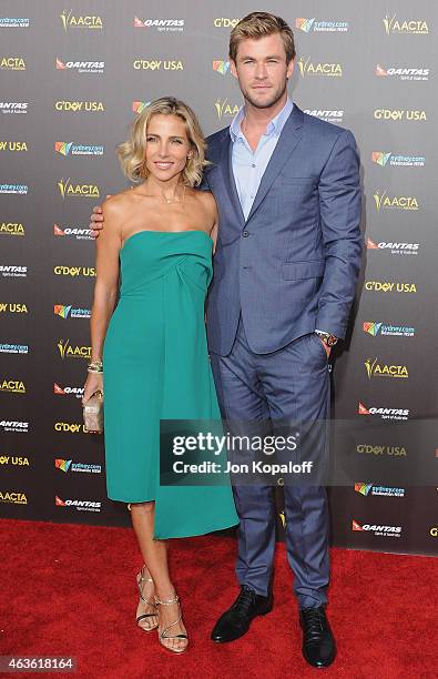 Actress Elsa Pataky and actor Chris Hemsworth arrive at the 2015 G'Day USA Gala Featuring The AACTA International Awards Presented By Quantas at...