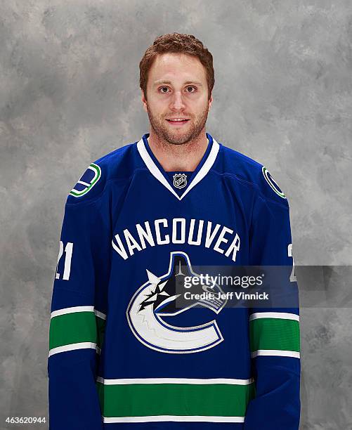 Brandon McMillan of the Vancouver Canucks poses for his official headshot for the 2014-2015 season on February 16, 2015 at Rogers Arena in Vancouver,...