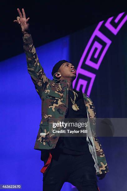 Tyga performs at Barclays Center on February 16, 2015 in New York City.