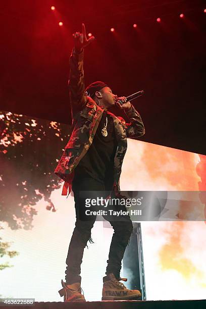 Tyga performs at Barclays Center on February 16, 2015 in New York City.