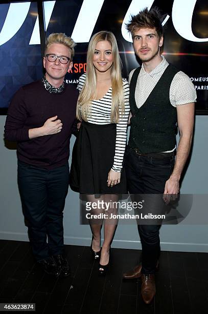 YouTube personalities Tyler Oakley, iJustine and Joey Graceffa attend Vanity Fair Campaign Hollywood Social Club - "YouTube All Stars:" Social Media...