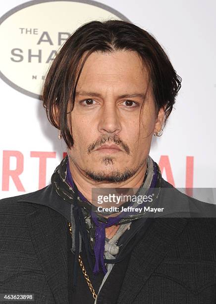 Actress Johnny Depp arrives at The Los Angeles Premiere Of 'Mortdecai' at TCL Chinese Theatre on January 21, 2015 in Hollywood, California.
