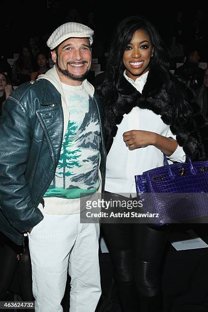 Phillip Bloch and Porsha Stewart attend the Vivienne Tam fashion show during Mercedes-Benz Fashion Week Fall 2015 at The Theatre at Lincoln Center on...