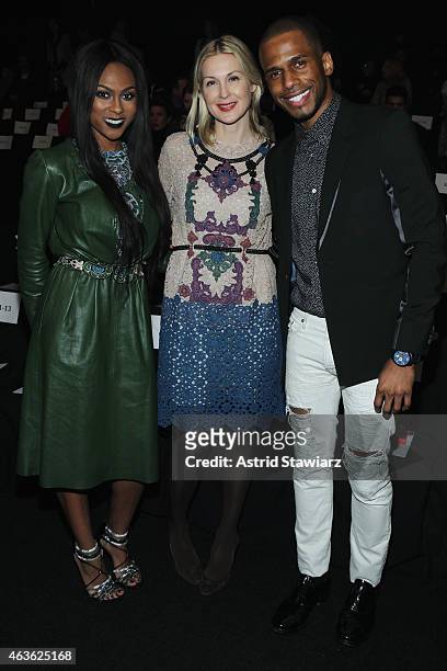 Tashiana Washington, Kelly Rutherford and Eric West attend the Vivienne Tam fashion show during Mercedes-Benz Fashion Week Fall 2015 at The Theatre...
