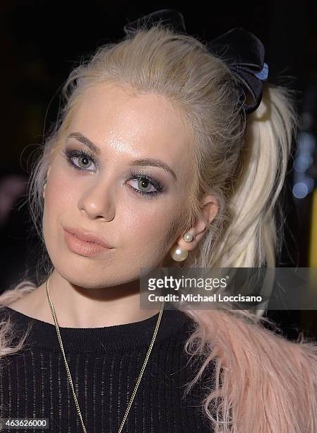 Nicollette poses backstage at the alice + olivia by Stacey Bendet fashion show during Mercedes-Benz Fashion Week Fall 2015 on February 16, 2015 in...