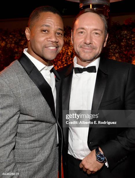 Actors Cuba Gooding, Jr and Kevin Spacey attend the Weinstein Company & Netflix's 2014 SAG after party in partnership with Laura Mercier at Sunset...