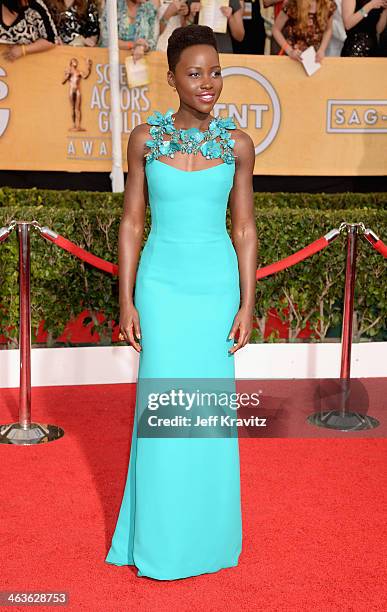 Actress Lupita Nyong'o attends the 20th Annual Screen Actors Guild Awards at The Shrine Auditorium on January 18, 2014 in Los Angeles, California.