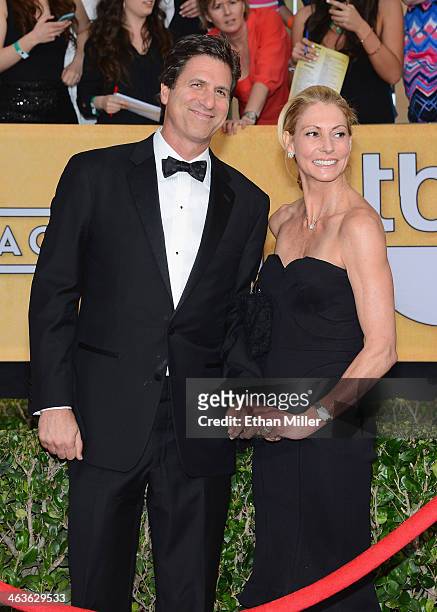 Writer-producer Steven Levitan and wife Krista Levitan attend the 20th Annual Screen Actors Guild Awards at The Shrine Auditorium on January 18, 2014...