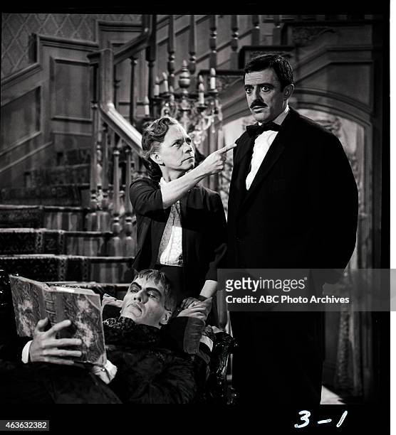 Mother Lurch Visits the Addams Family" - Airdate: January 15, 1965. L-R: TED CASSIDY;ELLEN CORBY;JOHN ASTIN