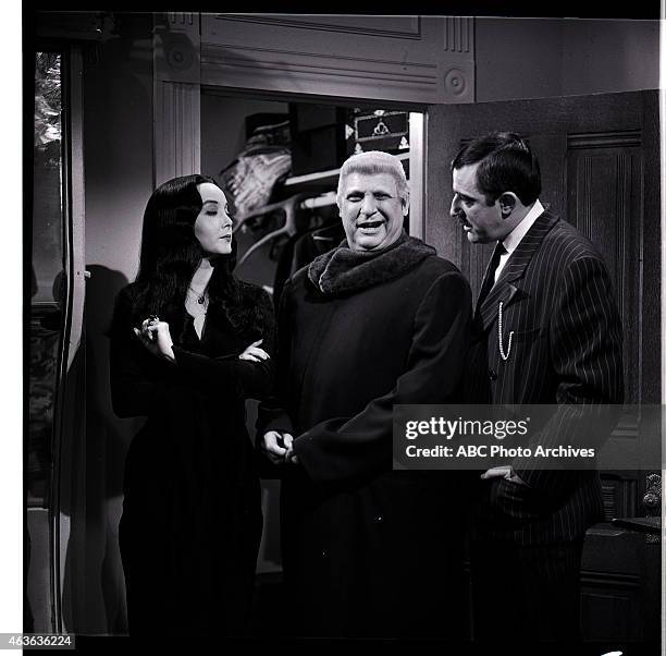 Uncle Fester's Toupee" - Airdate: April 30, 1965. L-R: CAROLYN JONES;JACKIE COOGAN;JOHN ASTIN