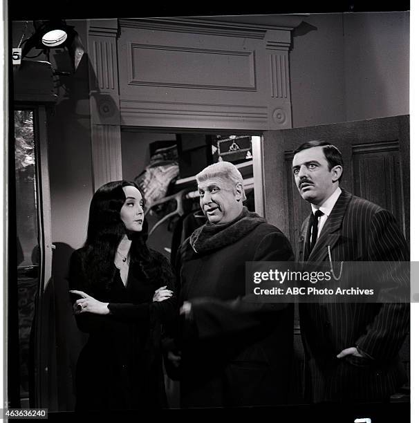 Uncle Fester's Toupee" - Airdate: April 30, 1965. L-R: CAROLYN JONES;JACKIE COOGAN;JOHN ASTIN