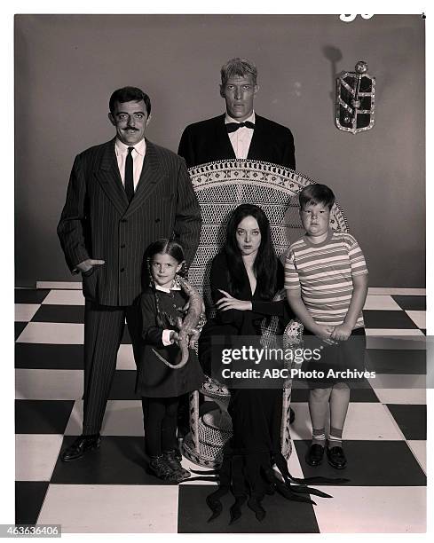 Cast Gallery - Shoot Date: June 30, 1964. L-R: JOHN ASTIN;LISA LORING;CAROLYN JONES;TED CASSIDY;KEN WEATHERWAX