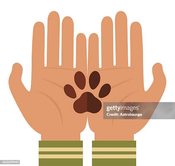 paw and hands - dog paw stock illustrations