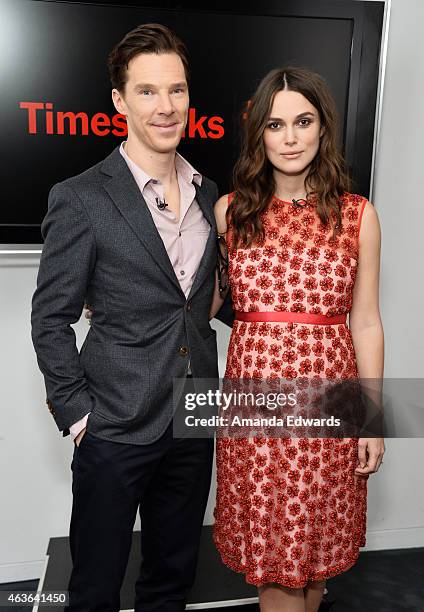 Actor Benedict Cumberbatch and actress Keira Knightley attend the Times Talks and TIFF In Los Angeles discussion of "The Imitation Game" at The Paley...