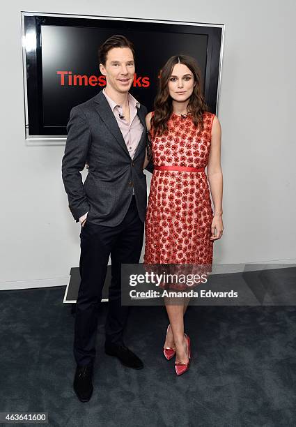 Actor Benedict Cumberbatch and actress Keira Knightley attend the Times Talks and TIFF In Los Angeles discussion of "The Imitation Game" at The Paley...