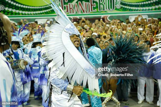 Carlinhos Brown attends the Carnival parade on the Sambodromo during Rio Carnival on February 16, 2015 in Rio de Janeiro, Brazil.