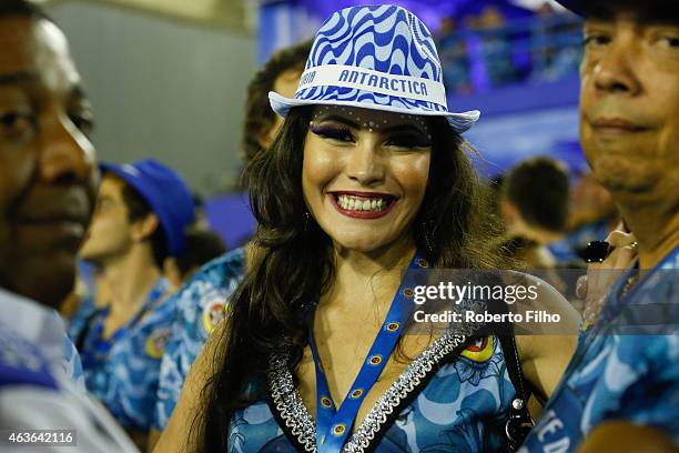 Ana Carolina Dias attends the Carnival parade on the Sambodromo during Rio Carnival on February 16, 2015 in Rio de Janeiro, Brazil.