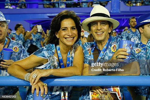 Totia Meireles and Jaime Rabacov attend the Carnival parade on the Sambodromo during Rio Carnival on February 16, 2015 in Rio de Janeiro, Brazil.