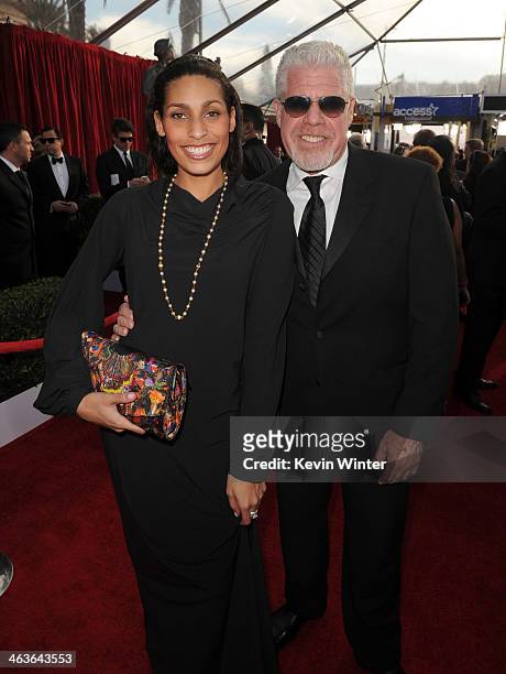 Actor Ron Perlman and daughter Blake Perlman attend the 20th Annual Screen Actors Guild Awards at The Shrine Auditorium on January 18, 2014 in Los...