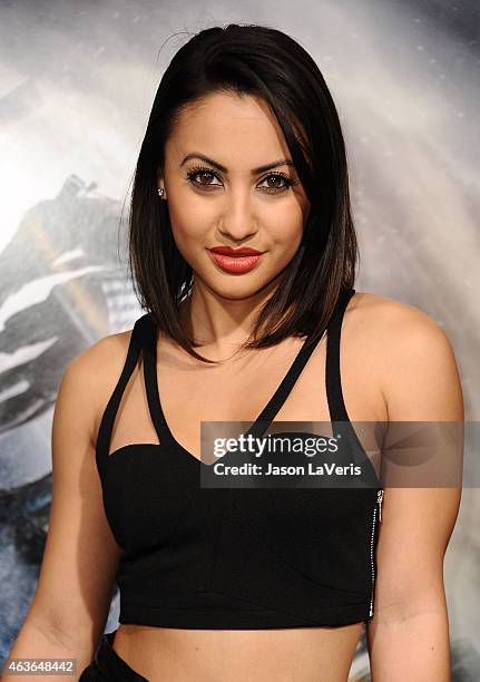 Actress Francia Raisa attends the premiere of "Project Almanac" at TCL Chinese Theatre on January 27, 2015 in Hollywood, California.