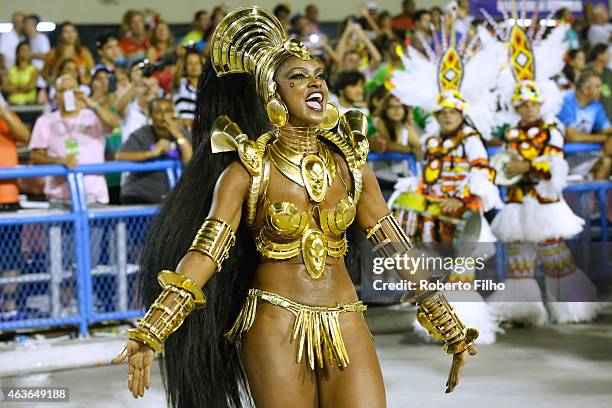 Cris Vianna participates in the parade on the Sambodromo during Rio Carnival on February 16, 2015 in Rio de Janeiro, Brazil.