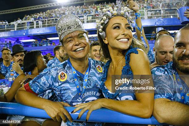 David Brazil e Sabrina Sato attends the parade on the Sambodromo during Rio Carnival on February 16, 2015 in Rio de Janeiro, Brazil.