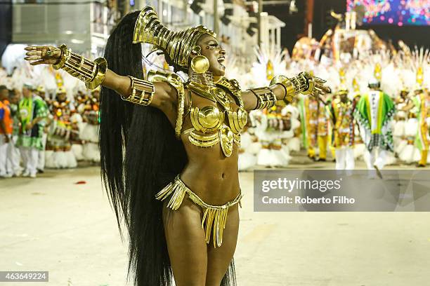 Cris Vianna participates in the parade on the Sambodromo during Rio Carnival on February 16, 2015 in Rio de Janeiro, Brazil.