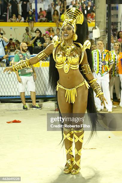 Cris Vianna participates in the parade on the Sambodromo during Rio Carnival on February 16, 2015 in Rio de Janeiro, Brazil.