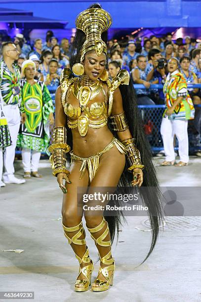 Cris Vianna participates in the parade on the Sambodromo during Rio Carnival on February 16, 2015 in Rio de Janeiro, Brazil.