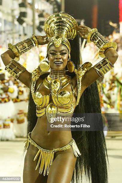 Cris Vianna participates in the parade on the Sambodromo during Rio Carnival on February 16, 2015 in Rio de Janeiro, Brazil.