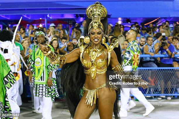 Cris Vianna participates in the parade on the Sambodromo during Rio Carnival on February 16, 2015 in Rio de Janeiro, Brazil.