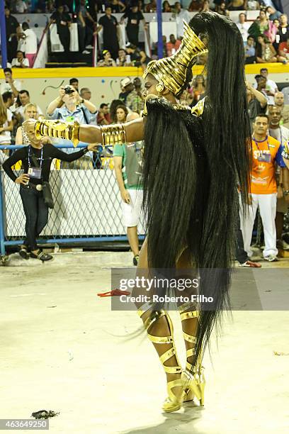 Cris Vianna participates in the parade on the Sambodromo during Rio Carnival on February 16, 2015 in Rio de Janeiro, Brazil.