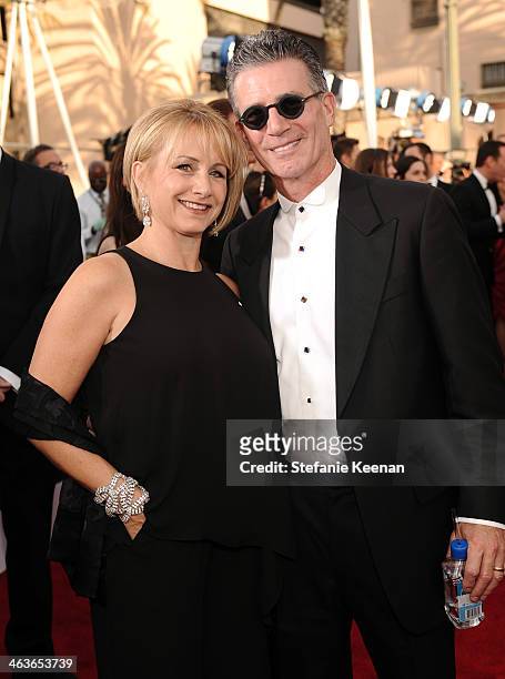 Actress Gabrielle Carteris and Charles Isaacs attend the 20th Annual Screen Actors Guild Awards at The Shrine Auditorium on January 18, 2014 in Los...
