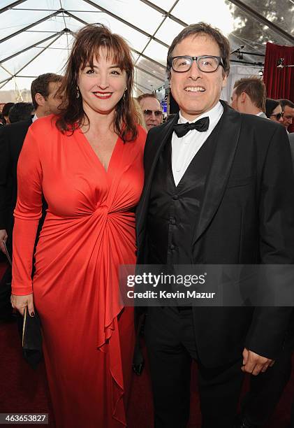 Director David O. Russell and Holly Davis attend 20th Annual Screen Actors Guild Awards at The Shrine Auditorium on January 18, 2014 in Los Angeles,...