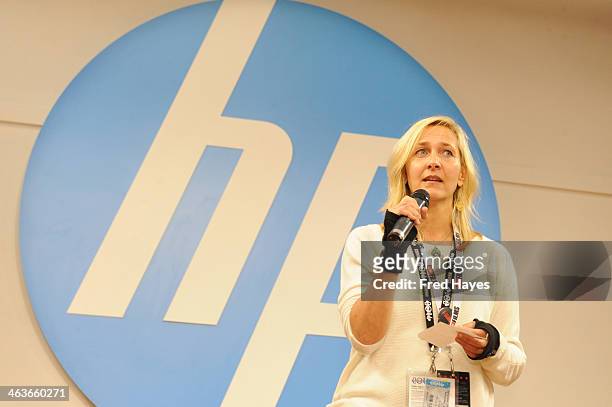 Founder and Managing director of ro*co Films International Annie Rooney speaks onstage at Ro*Co Films & International Documentaries Association 2014...