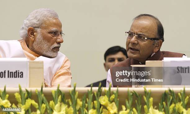 Prime Minister Narendra Modi and Finance Minister Arun Jaitley during a function to celebrate the elevation of Kuriakose Elias Chavara and Mother...
