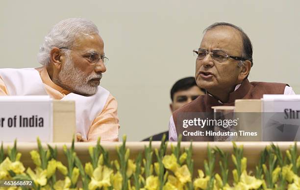 Prime Minister Narendra Modi and Finance Minister Arun Jaitley during a function to celebrate the elevation of Kuriakose Elias Chavara and Mother...