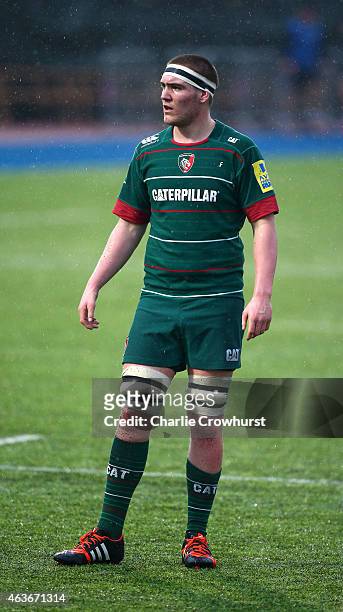 Zak Poole of Leicester during the Premiership Rugby/RFU U18 Academy Finals Day match between Leicester and Bath at The Allianz Park on February 16,...