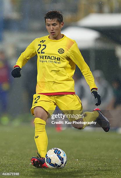 Naoki Wako of Kashiwa Reysol in action during the AFC Champions League play-off match between Kashiwa Reysol and Chonburi FC at Hitachi Kashiwa...