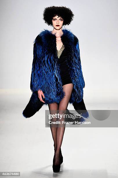 Model walks the runway at the Georgine fashion show during Mercedes-Benz Fashion Week Fall 2015 at The Salon at Lincoln Center on February 17, 2015...