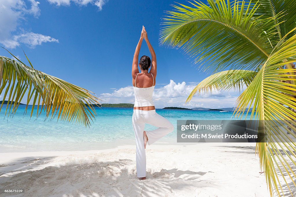 Yoga tropical beach
