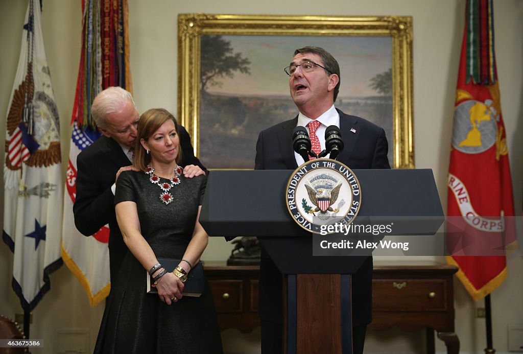 Joe Biden Swears In New Defense Secretary Ashton Carter