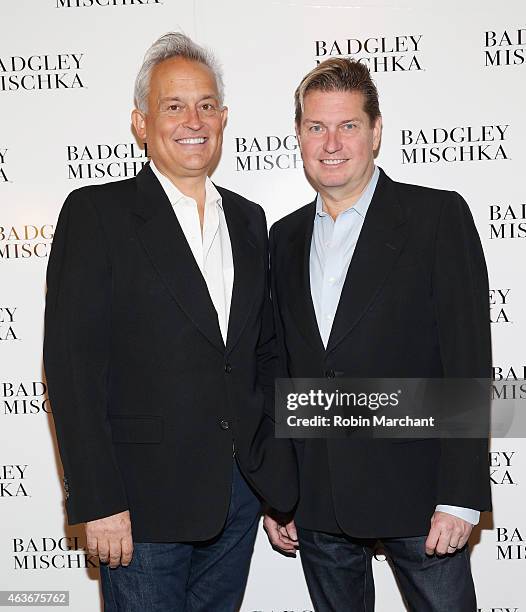 Designers Mark Badgley and James Mischka attend Badgley Mischka Fashion Show at The Theatre at Lincoln Center on February 17, 2015 in New York City.
