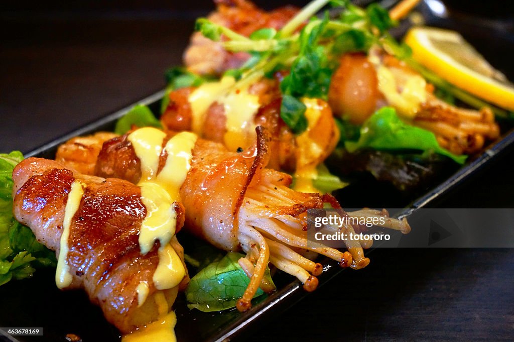 Creative Japanese Food - Enoki Bacon