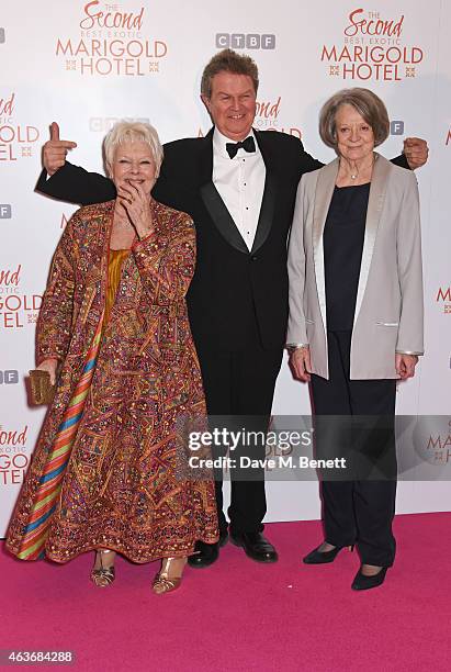 Dame Judi Dench, director John Madden and Dame Maggie Smith attend The Royal Film Performance and World Premiere of "The Second Best Exotic Marigold...