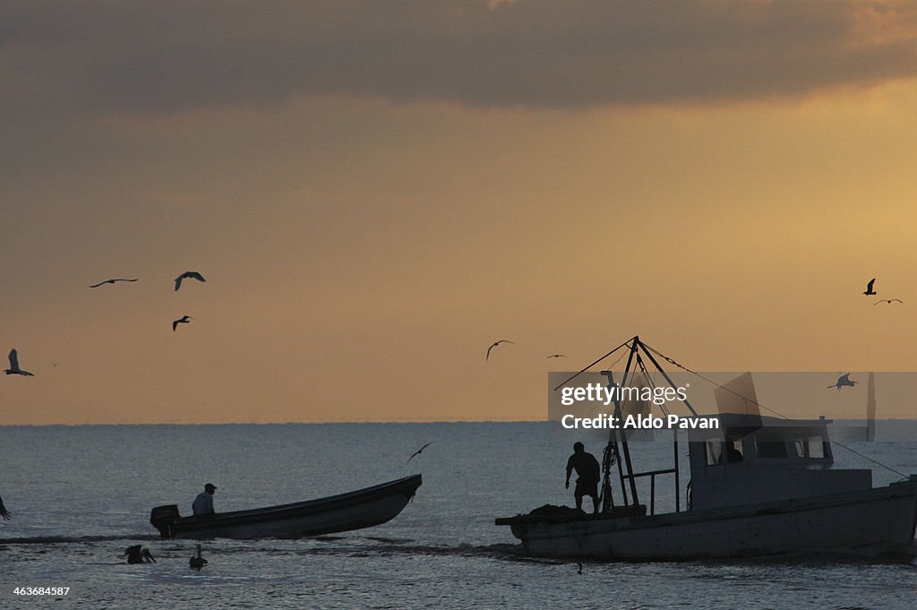 Guatemala, Livingston, fishing boats