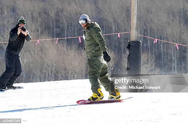 Matt Papas and actor Kellan Lutz attend Oakley Learn To Ride With AOL At Sundance on January 18, 2014 in Park City, Utah.
