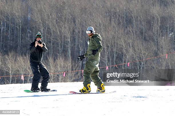 Matt Papas and actor Kellan Lutz attend Oakley Learn To Ride With AOL At Sundance on January 18, 2014 in Park City, Utah.