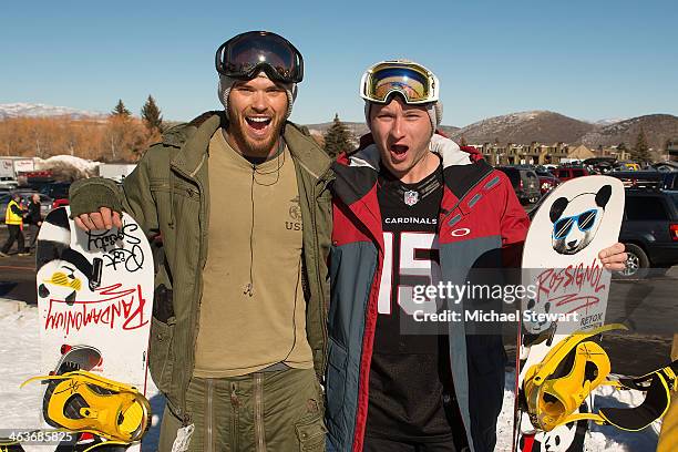 Actor Kellan Lutz and Brandon Lutz attend Oakley Learn To Ride With AOL at Sundance on January 18, 2014 in Park City, Utah.
