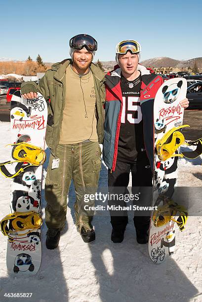Actor Kellan Lutz and Brandon Lutz attend Oakley Learn To Ride With AOL at Sundance on January 18, 2014 in Park City, Utah.